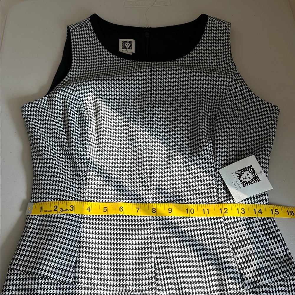 New With Tag ANNE KLEIN Black and White Checkered Midi Dress Size 6. - Picture 9 of 13